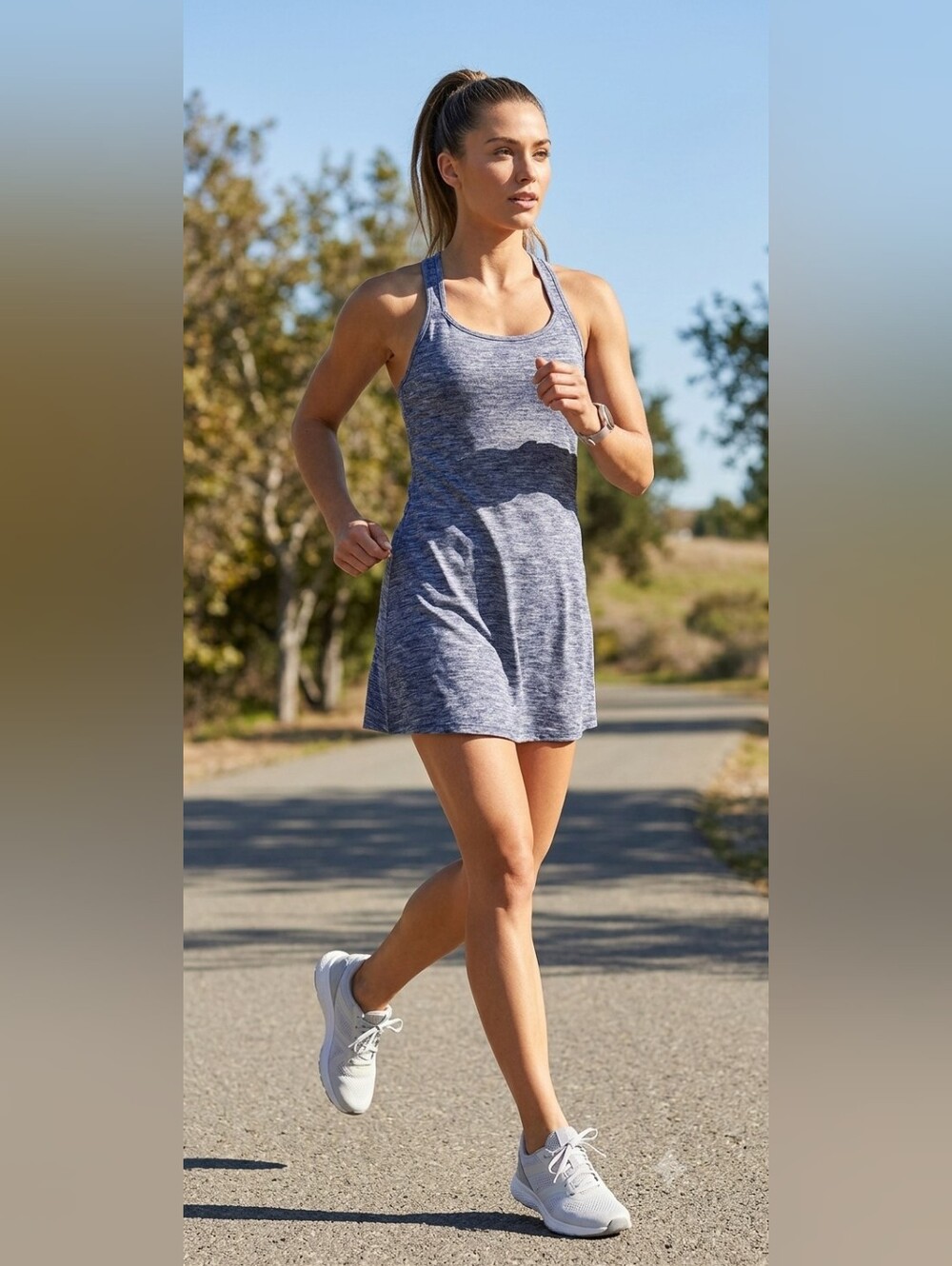 MPG Mondetta Performance Gear Athletic Dress Lavender Heathered Large
